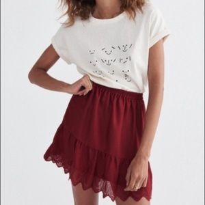 Madewell Red Eyelet Skirt
